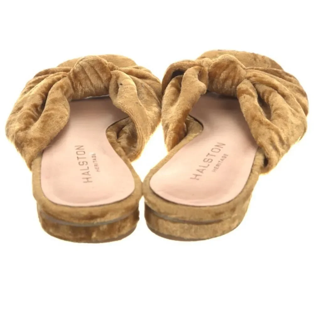 Halston Heritage Women's Brown Velvet Sandals - Picture 5 of 10
